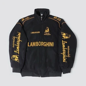 Adult F1 Vintage Racing Jacket Black Ebroidered Lamborghini Jacket - Picture 1 of 7