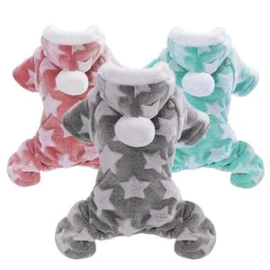 Winter Dog Pajamas Clothes Fleece Pet Jumpsuit Puppy Coat Jacket with Hoodie - Picture 1 of 15
