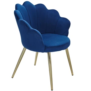 Silla de comedor FineBuy tulipán terciopelo azul tapizada silla de cocina silla de cuenco - Imagen 1 de 8