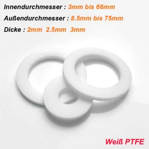 PTFE Flachdichtung Kunststoff Dichtring PTFE-Dichtung Hitzebeständig Druckluft - Bild 1 von 7