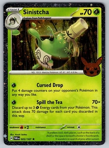 Sinistcha 022/167 Cosmos Holo Raro - Juego de cartas coleccionables Pokémon Halloween Truco o comercio 2024 - Imagen 1 de 2