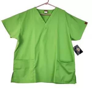 Dickies Scrubs Top Women's Extra Large Medical V Neck Short Sleeve Pockets Green - Picture 1 of 6