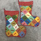 Christmas Stockings Patchwork Lot 2 Country Holiday shabby Vintage