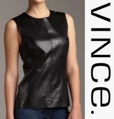 Vince Leather Shell Sleeveless Top - Image 1 of 4