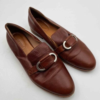 Mocasines Corso Como Clarrah Marrón Cuero Guijarro Talla 8.5M Hebilla Tono Plateado Foto 1 de 4