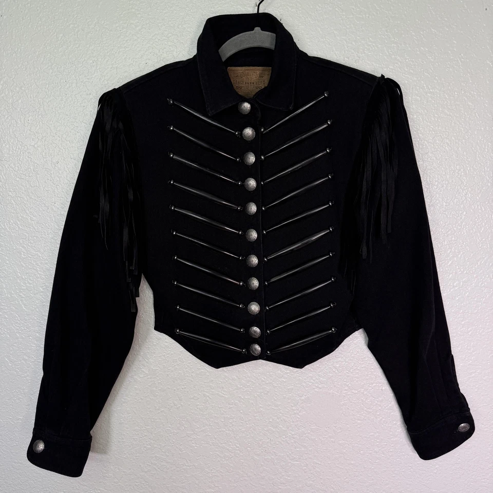 Double D Ranch Jacket Womens XS Western Fringe Concho Button Cropped Cowgirl 90s - Image 1 of 4