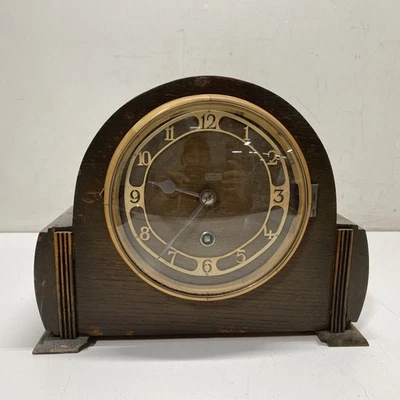 Antiguo reloj de sobremesa Art Deco marrón (piezas o reparación) Foto 1 de 4