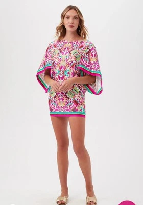 NWT Trina Turk Hawaiian Garden Boatneck Swim Coverup Dress Tunic $152 Large - Image 1 of 4