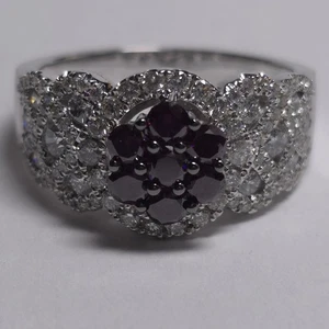Gems of Distinction Purple & White Diamond Cluster 14k White Gold Ring Size 9.5 - Picture 1 of 14