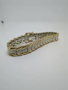 Sterling Silver 925 Two Tone FAS Bracelet 7" - Picture 1 of 6