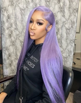 Unique,28 Inch,100% Human Hair,Lilac/Purple Shade,Straight Texture, 200 Density - Image 1 of 4