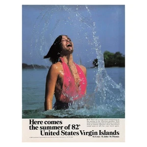 United States Virgin Islands Woman in Swimsuit Vintage Magazine Print Ad 1983 - Picture 1 of 1