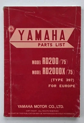 USED CONDITION GENUINE YAMAHA RD200 1975 RD200DX 1975 PARTS LIST 535-28198-E5 - Image 1 of 4