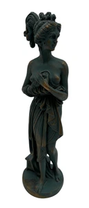 Vintage Roman Greek Draped Goddess Resin Statue Bronze Patina 11" - C91 O32 - Picture 1 of 15