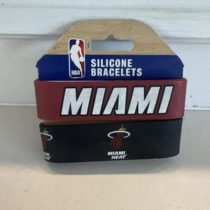 Miami Heat Bracelets 2 Pack Wide Silicone Stretch Aminco NBA - Picture 1 of 3