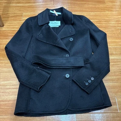Abrigo Chaqueta Blusa Max Mara Corto Guisante Mujer Talla 36 Marrón Cachemira Pura  Foto 1 de 4