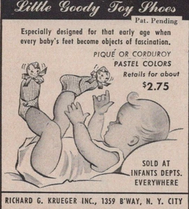 LITTLE GOODY TOY SHOES Baby Ad 1952 Infant Feet Fascination Vintage Print USA - Picture 1 of 1