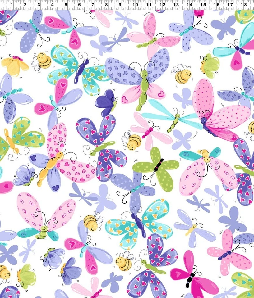 FLUTTER the Butterfly Allover Purple Quilt Fabric by Susybee sold by 1/2 Yd - Image 1 of 1