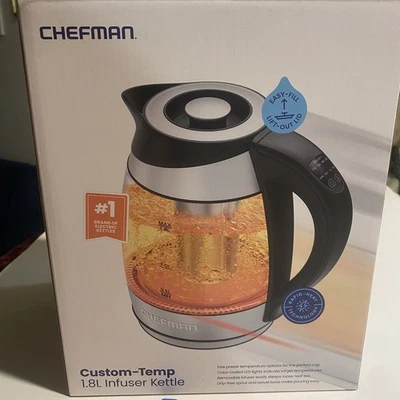 Hervidor eléctrico Chefman de vidrio templado personalizado inalámbrico de 1,8 litros - NUEVO Foto 1 de 4