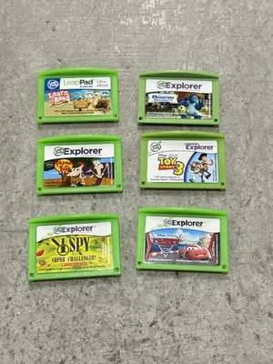Leap Frog Leapster Explorer Toy Story Monster University Cars Reading Games Lot - Image 1 of 2