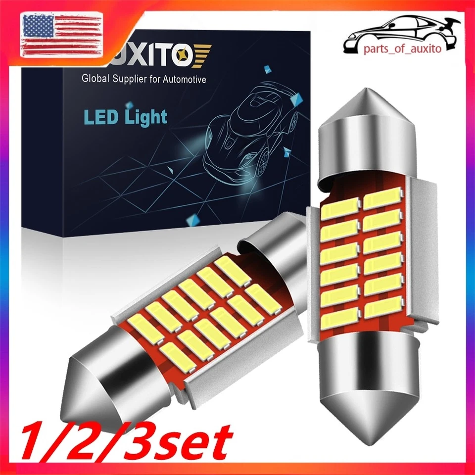 White LED Light Interior Package Kit For Dome Map License Plate Lamp Bulb 1/2set - Image 1 of 1