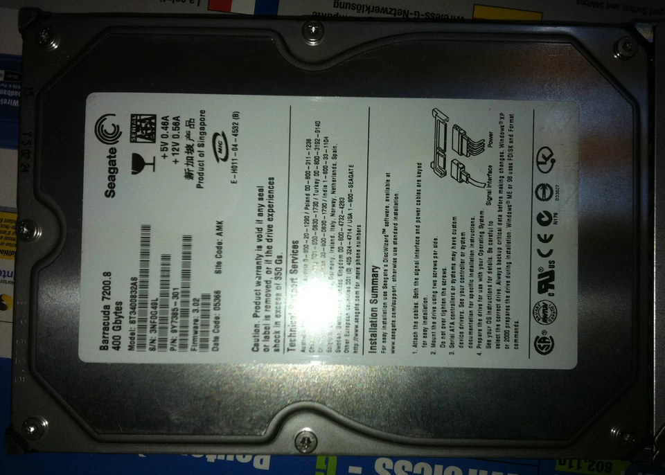 6x SEAGATE ST3400832AS BARRACUDA 400GB SATA Hard Disk Drives - Image 1 of 1