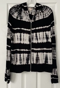 Pink Lotus Women's Size Large Lightweight Jacket Black Tie Dye Zipper Hoodie - Picture 1 of 5