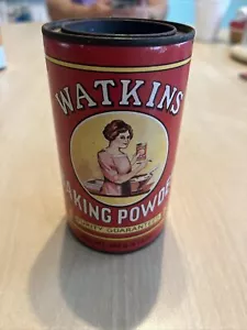 Vintage Watkins Baking Powder Cardboard Tin Can 9.25oz Made USA - Picture 1 of 4