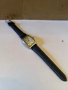 Untested Vintage Cool Rectangular Geneva Quartz Watch Blue Watch Strap Men/Women - Picture 1 of 8