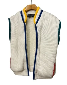 Vtg Rochelle Knitwear Sherpa Coat Jacket Vest Women Size M White Missing Zipper - Picture 1 of 15