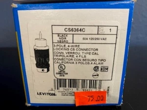 Leviton CS6364C 50A 125/250V AC Locking Connector - Black-White - Picture 1 of 8