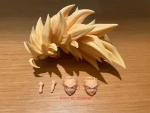 Custom Super Saiyan SSJ3 Hair Head Sculpt Accessories for 1/12 Son Goku Figure - Picture 1 of 6