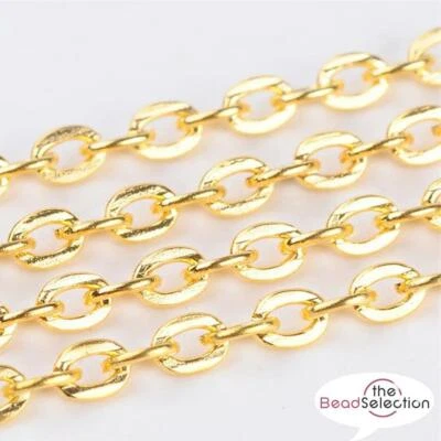 GOLD PLATED FINE ROLO BELCHER CHAIN 3mm JEWELLERY MAKING CH13