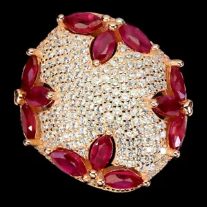 925 Sterling Silver Ring Marquise Ruby Natural Gemstone Jewelry Size 9 - Picture 1 of 9