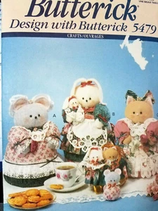 Butterick 5479 CRITTER COOKIE TIN COVERS Mouse Bunny Kitty fabric pattern 1991 - Picture 1 of 5
