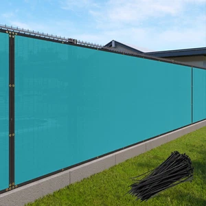 14FT Turquoise Fence Privacy Screen Commercial Mesh Fabric Grommet 95% UV-Anti - Picture 1 of 6