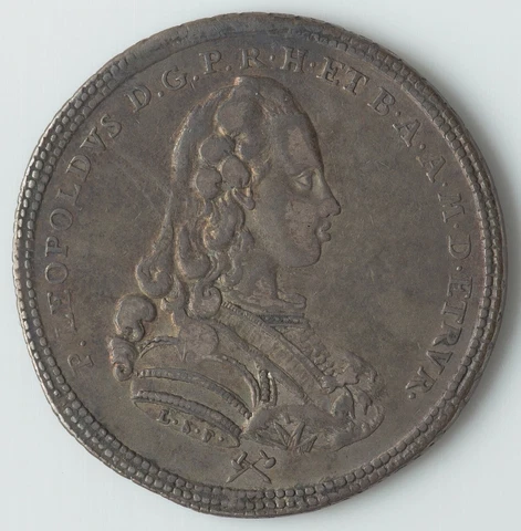 ITALIAN STATES - TUSCANY  1777  1/2 FRANCESCONE (5 PAOLI) SILVER COIN, XF Cover