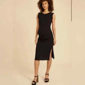 Ribbed Ruffle Shoulder Midi Maternity Dress, size L, $39 Retail - NWT - Picture 1 of 5
