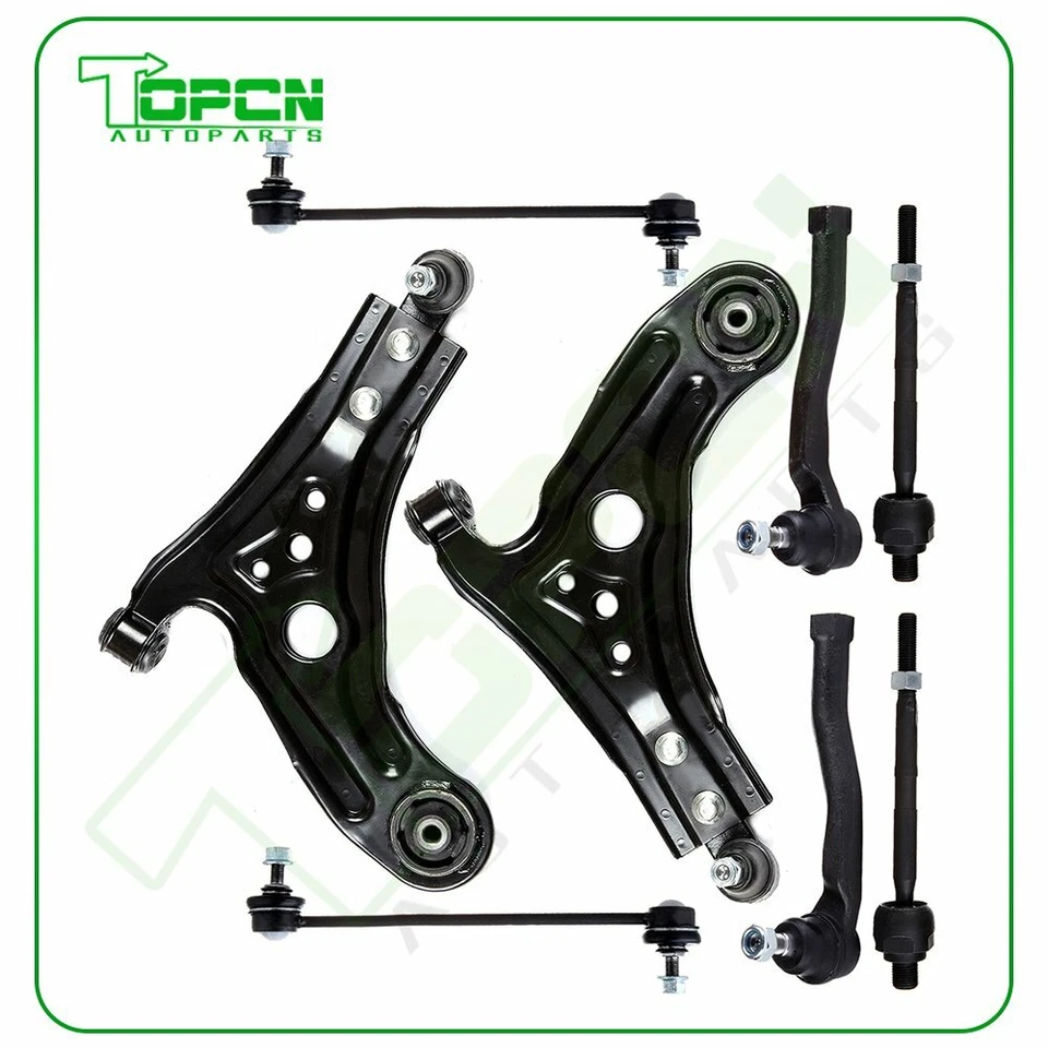8x Front Suspension Control Arms Tie Rods Set For 2004 - 2010  Chevrolet Aveo Foto 1 de 4