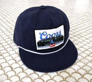 Coors Beer Navy Blue Trucker Baseball Cap Hat Snapback Adjustable Braided Rope - Picture 1 of 4