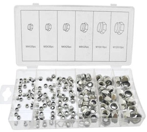 146 Piece Nyloc Nuts Assortment Locking Nylon Collar Locknuts Zinc Plated Steel - Picture 1 of 1
