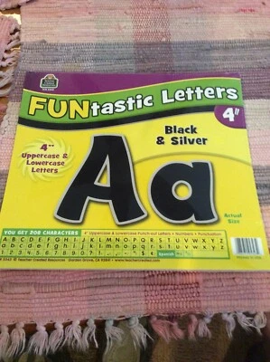 Funtastic Letters, Teacher Created Resources, 4" Black & Silver NEW - Image 1 of 4