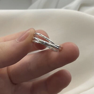 925 Argento Sterling Russo Rolling Anello Matrimonio Fidanzamento di Promessa - Immagine 1 di 4