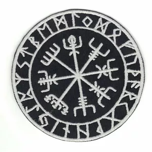 Viking Compass Glow In The Dark Embroidered Iron On Patch - Picture 1 of 1