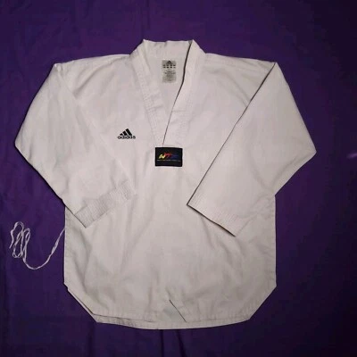 Adidas Federación Mundial de Taekwondo Uniforme Gi Top Camisa 150cm Blanco Foto 1 de 4