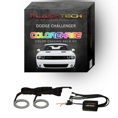 Kit Halo LED Impermeable Persecución de Color para Dodge Challenger 2015-2023 Luces Antiniebla Foto 1 de 4
