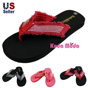 Women Strap Casual Thongs Flat Flip Flops Light Weight Sparkling Sandals Slipper - Picture 1 of 25