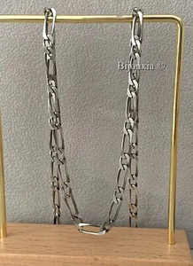 Chaîne Maille Figaro Argent Massif Vieilli 50CM X 4mm Bijoux Homme Poinçonné - Bild 1 von 9