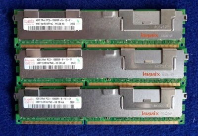 3xJob Lot Hynix HMT151R7AFP4C-H9 4GB 2Rx4 PC3-10600R DDR3-1333 ECC Server RAM - Image 1 of 2