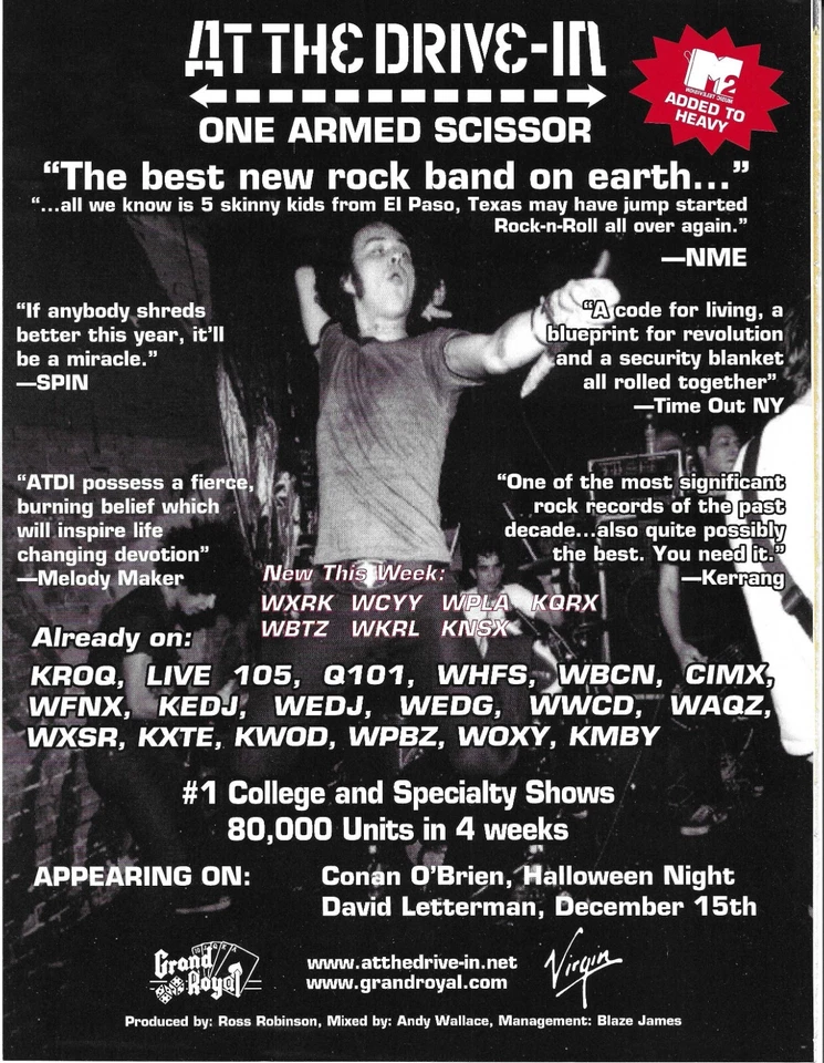 Mars Volta AT THE DRIVE IN Armed 2000 PROMO TRADE AD Poster of Relationship CD - Image 1 of 1